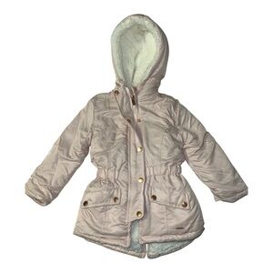 Light Pink and Gold Button Hooded Jacket